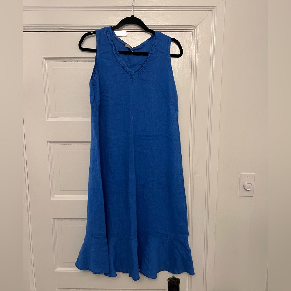 Royal blue linen dress